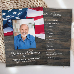 Patriotic Funeral American Flag Veteran Memorial P Programme
