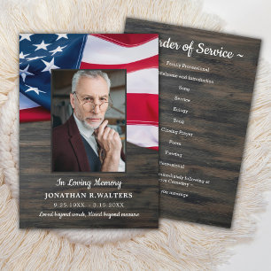 Patriotic Funeral Order Of Service Flag Program Invitation