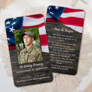 Patriotic Funeral Prayer Card Memorial Keepsake
