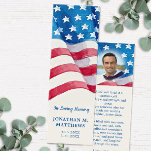 Patriotic Funeral Prayer Flag Memorial Bookmark