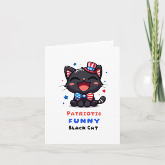 Patriotic Funny Black Cat Card 