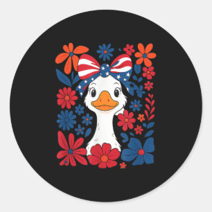 Patriotic Funny Goose America Happy 4th Of July Co Classic Round Sticker