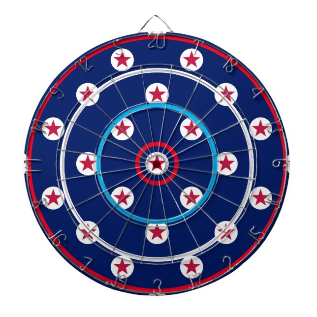 Patriotic Game Night Red White Blue Stars Stripes Dartboard (Front)