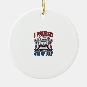 Patriotic Gamer 4th of July Vintage Vector Shirt_1 Ceramic Tree Decoration