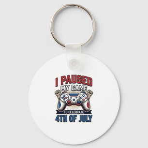 Patriotic Gamer 4th of July Vintage Vector Shirt_1 Key Ring