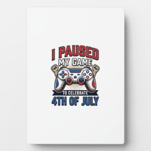 Patriotic Gamer 4th of July Vintage Vector Shirt_1 Plaque