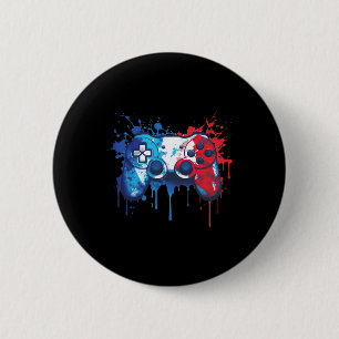Patriotic Gamer - Red White Blue 4th Of July Video 6 Cm Round Badge