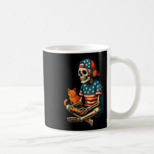 Patriotic Gamer Skeleton Gaming Video Games Cat Bo Coffee Mug