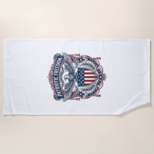Patriotic Garden Flag Style Vector Graphic Tee_1 Beach Towel