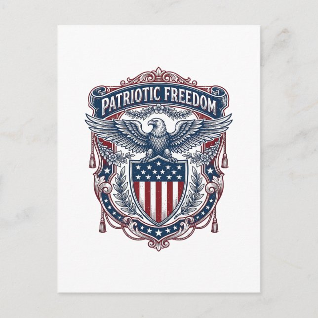 Patriotic Garden Flag Style Vector Graphic Tee_1 Postcard (Front)