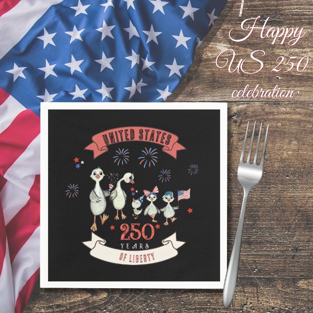 Patriotic Geese Family US 250 Years of Liberty  Napkin (Patriotic Geese Family US 250 Years of Liberty Napkins)