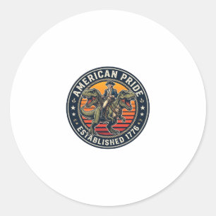 Patriotic George Washington Riding T-rex American  Classic Round Sticker