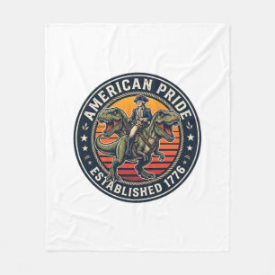 Patriotic George Washington Riding T-rex American Fleece Blanket