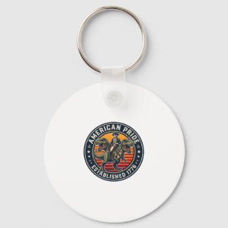 Patriotic George Washington Riding T-rex American  Key Ring