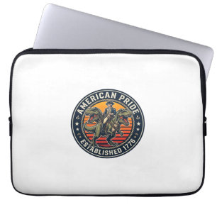 Patriotic George Washington Riding T-rex American Laptop Sleeve