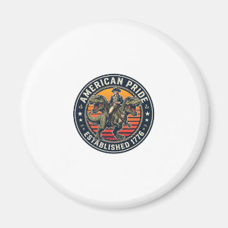 Patriotic George Washington Riding T-rex American  Magnet