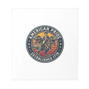 Patriotic George Washington Riding T-rex American Notepad