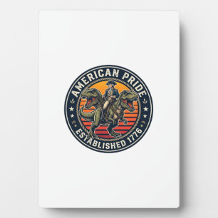 Patriotic George Washington Riding T-rex American Plaque