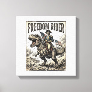 Patriotic George Washington Riding T-rex Freedom R Canvas Print