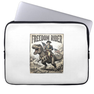 Patriotic George Washington Riding T-rex Freedom R Laptop Sleeve