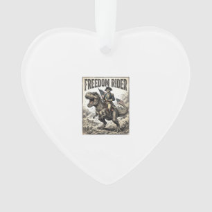 Patriotic George Washington Riding T-rex Freedom R Ornament