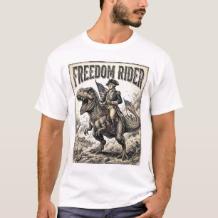 Patriotic George Washington Riding T-rex Freedom R T-Shirt