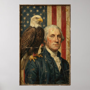 Patriotic George Washington with Bald Eagle Poster