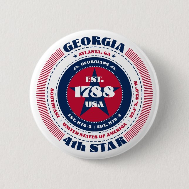 Patriotic Georgia Circle with State Details 6 Cm Round Badge (Front)