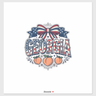 Patriotic Georgia Peach Bow Vintage 4th of July Sh