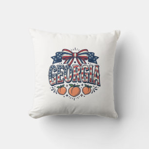 Patriotic Georgia Peach Bow Vintage 4th of July Sh Cushion