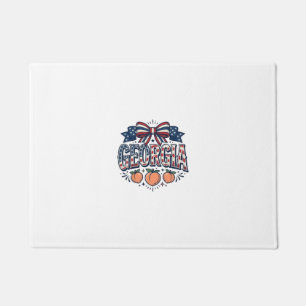 Patriotic Georgia Peach Bow Vintage 4th of July Sh Doormat