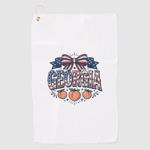 Patriotic Georgia Peach Bow Vintage 4th of July Sh Golf Towel
