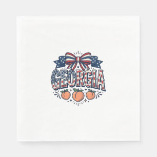 Patriotic Georgia Peach Bow Vintage 4th of July Sh Napkin