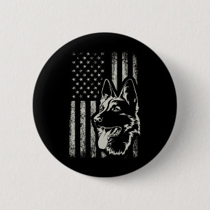 Patriotic German Shepherd American Flag 4th Of Jul 6 Cm Round Badge