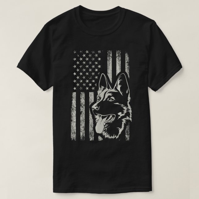 Patriotic German Shepherd AMERICAN FLAG 4th Of Jul T-Shirt (Design Front)