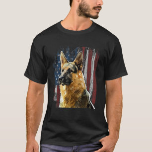 Patriotic German Shepherd American Flag Dog Gift M T-Shirt
