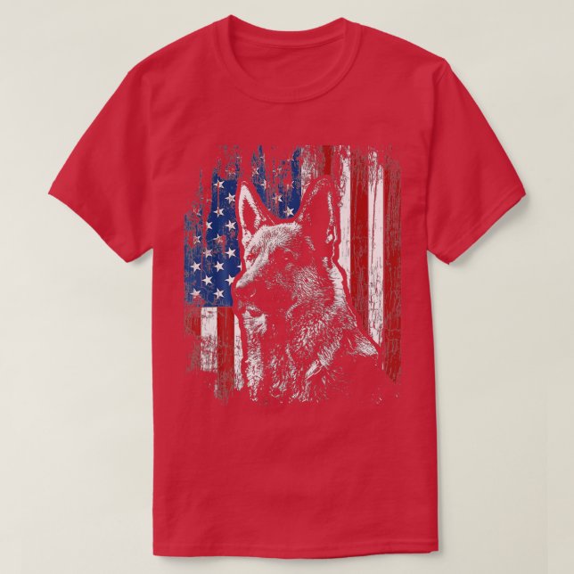 Patriotic-German-Shepherd-American-Flag Dog Gift M T-Shirt (Design Front)