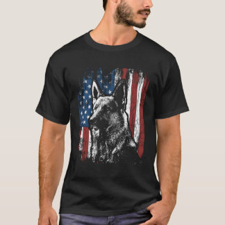 Patriotic German Shepherd American Flag Dog Gifts  T-Shirt