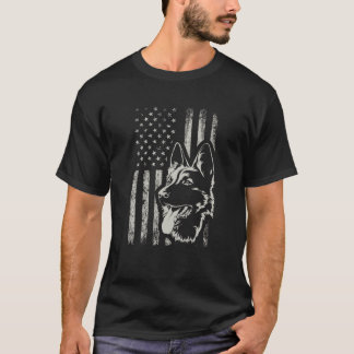 Patriotic German Shepherd AMERICAN FLAG Dog Lover T-Shirt