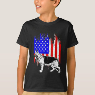 Patriotic German Shepherd American Flag Dog Lover  T-Shirt