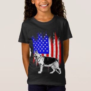 Patriotic German Shepherd AMERICAN FLAG Dog Lover T-Shirt