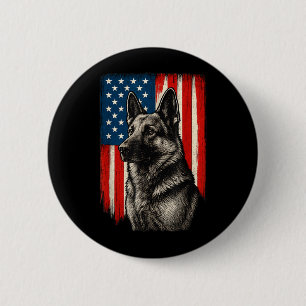 Patriotic German Shepherd American Flag Dog Men 6 Cm Round Badge