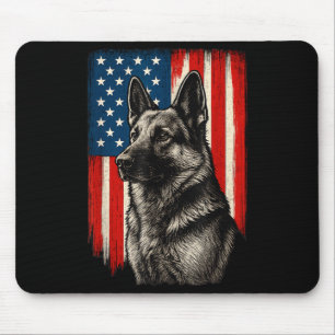 Patriotic German Shepherd American Flag Dog Men Mouse Mat