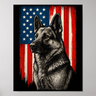 Patriotic German Shepherd American Flag Dog Men Poster