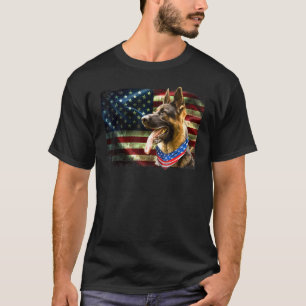 Patriotic German Shepherd American Flag Dog Men Wo T-Shirt