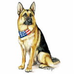 Patriotic German Shepherd Dog Art Key Chain Standing Photo Sculpture<br><div class="desc">This key chain features a reproduction of my original coloured pencil drawing of a german shepherd.</div>