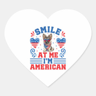Patriotic German Shepherd Dog for 4th Of July Heart Sticker