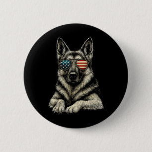 Patriotic German Shepherd Dog Usa Flag Sungles  6 Cm Round Badge