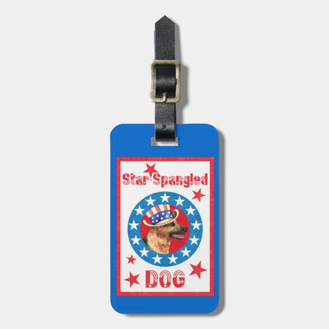 Patriotic German Shepherd Luggage Tag (Front Vertical)