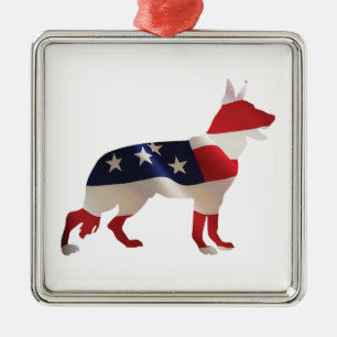 Patriotic German Shepherd Metal Tree Decoration